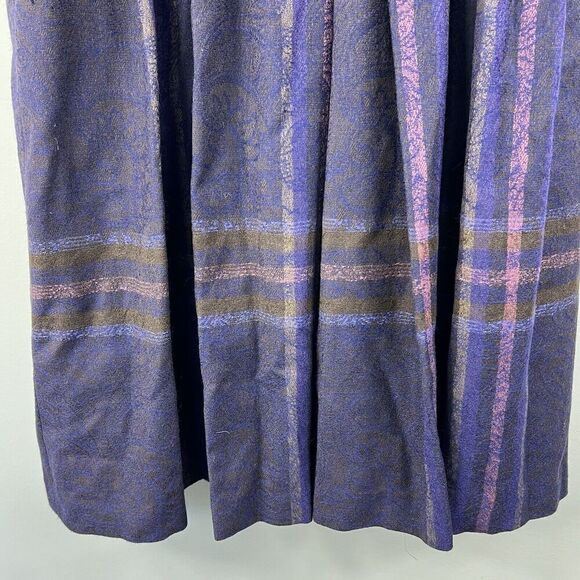 Geiger Austria Vintage Long Pleated Wool Midi Skirt Size 38 Purple Plaid - Picture 7 of 16